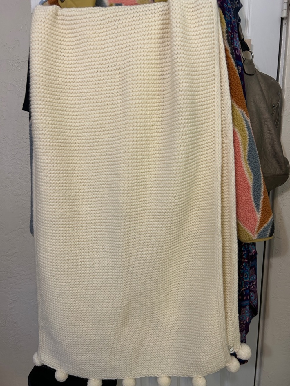 Kate Spade Wool Blend Shawl with pom Pom’s